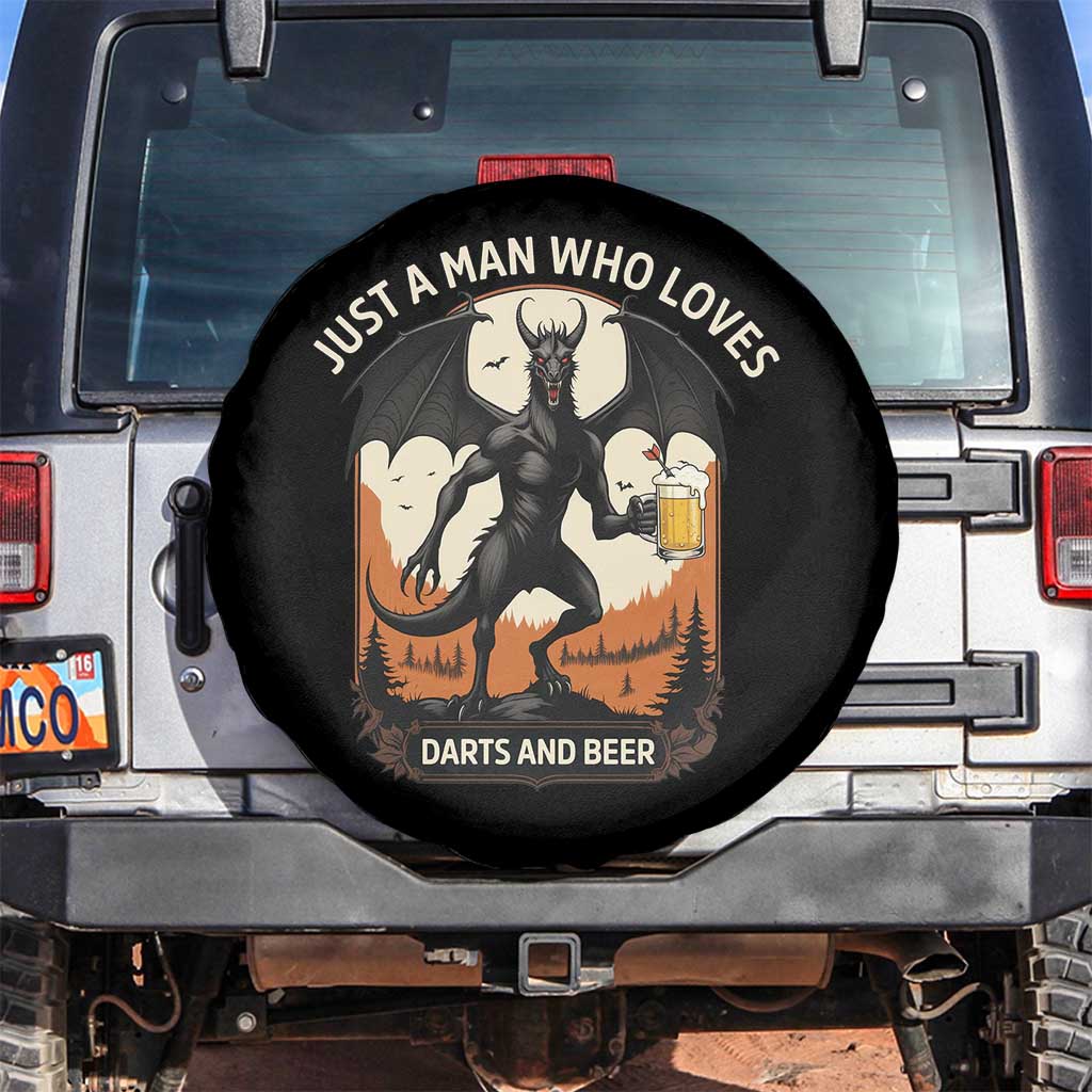 Funny Jersey Devil Loves Darts And Beer Spare Tire Cover Cryptid Lover Gift TS12 No hole Black Print Your Wear