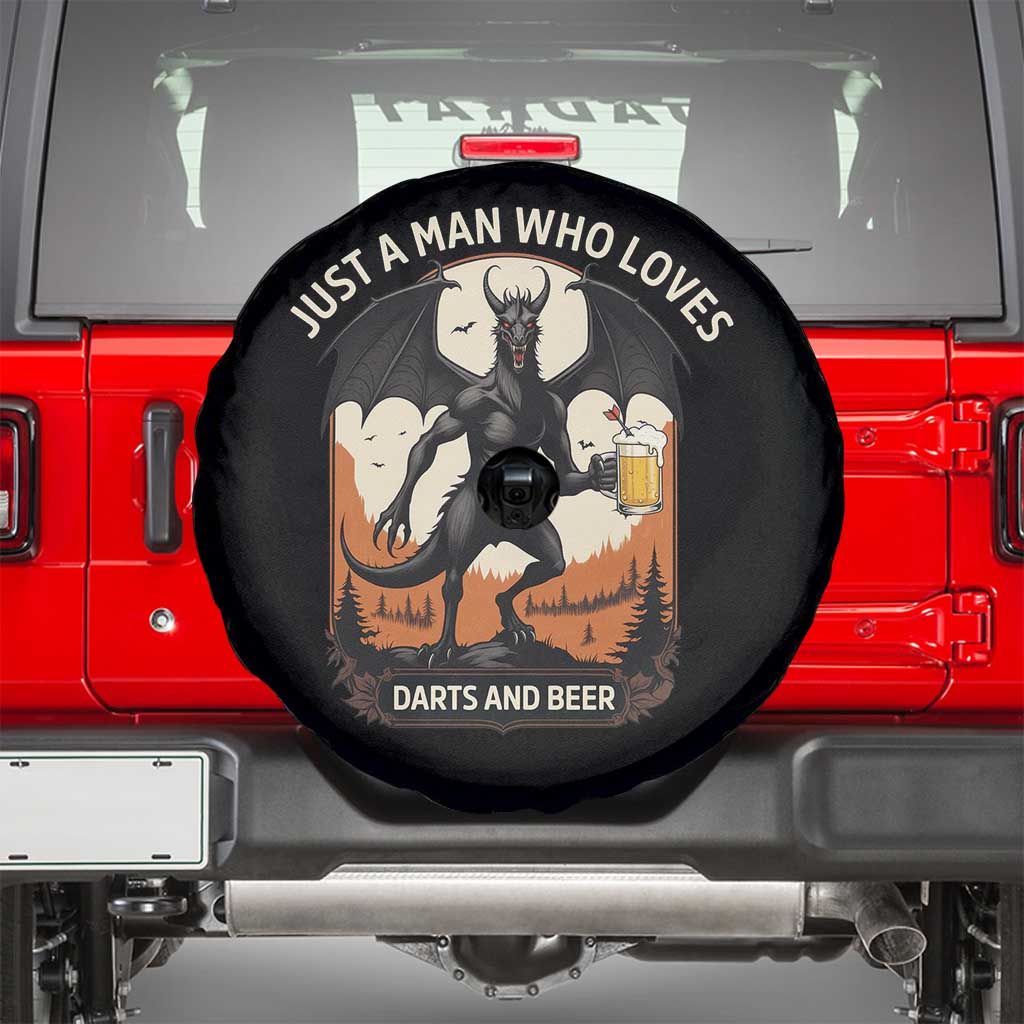 Funny Jersey Devil Loves Darts And Beer Spare Tire Cover Cryptid Lover Gift TS12 Black Print Your Wear