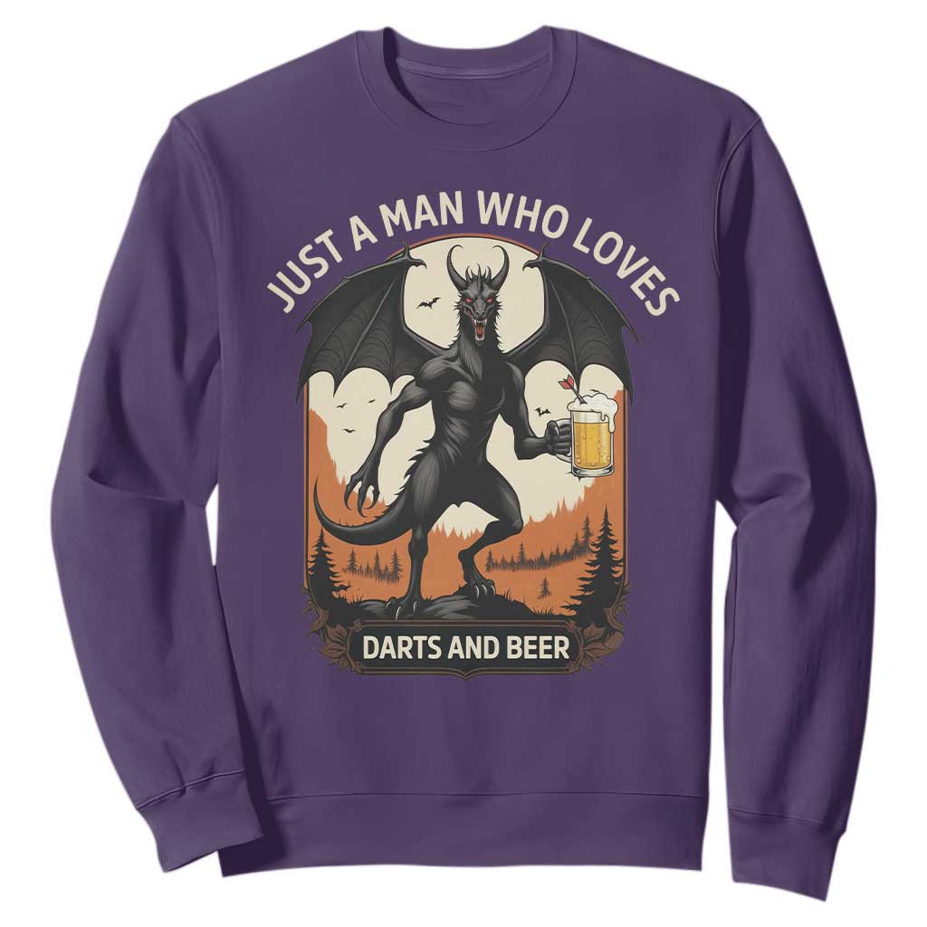 Funny Jersey Devil Loves Darts And Beer Sweatshirt Cryptid Lover Gift TS12 Purple Print Your Wear
