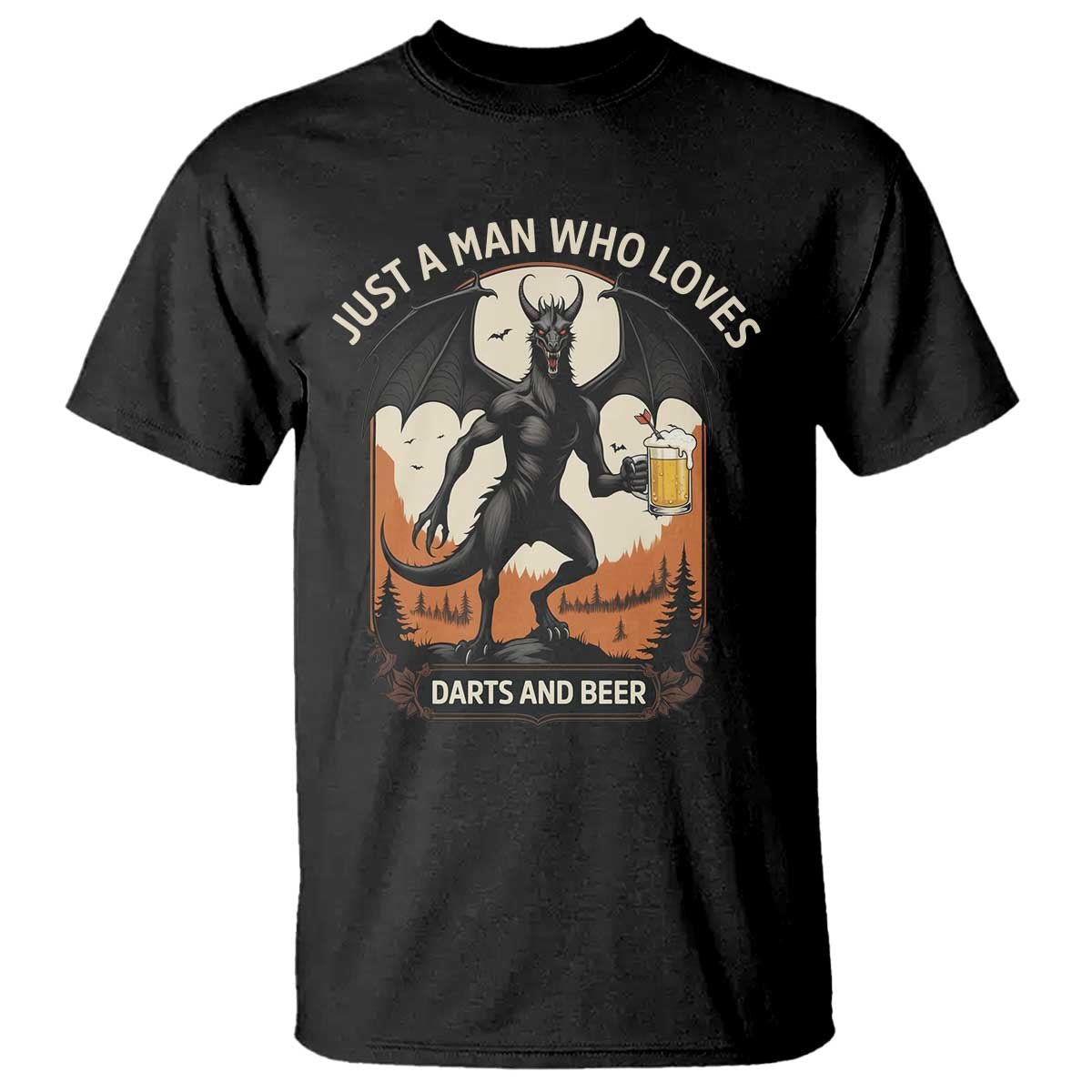 Funny Jersey Devil Loves Darts And Beer T Shirt Cryptid Lover Gift TS12 Black Print Your Wear