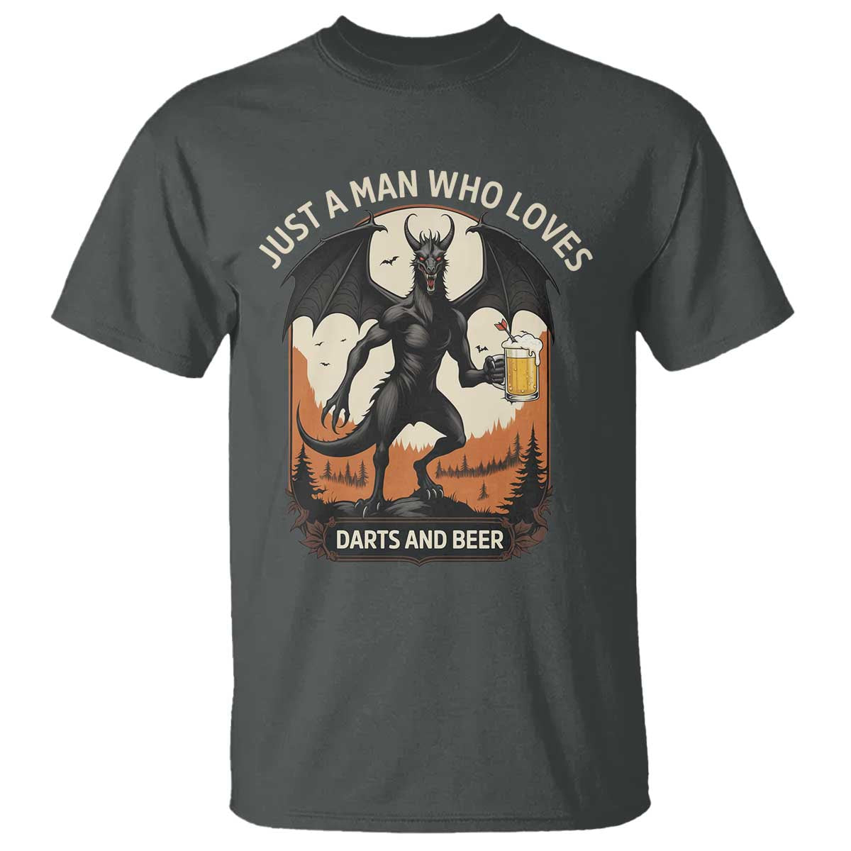 Funny Jersey Devil Loves Darts And Beer T Shirt Cryptid Lover Gift TS12 Dark Heather Print Your Wear
