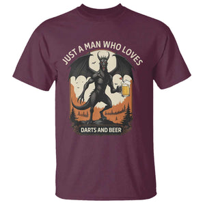 Funny Jersey Devil Loves Darts And Beer T Shirt Cryptid Lover Gift TS12 Maroon Print Your Wear