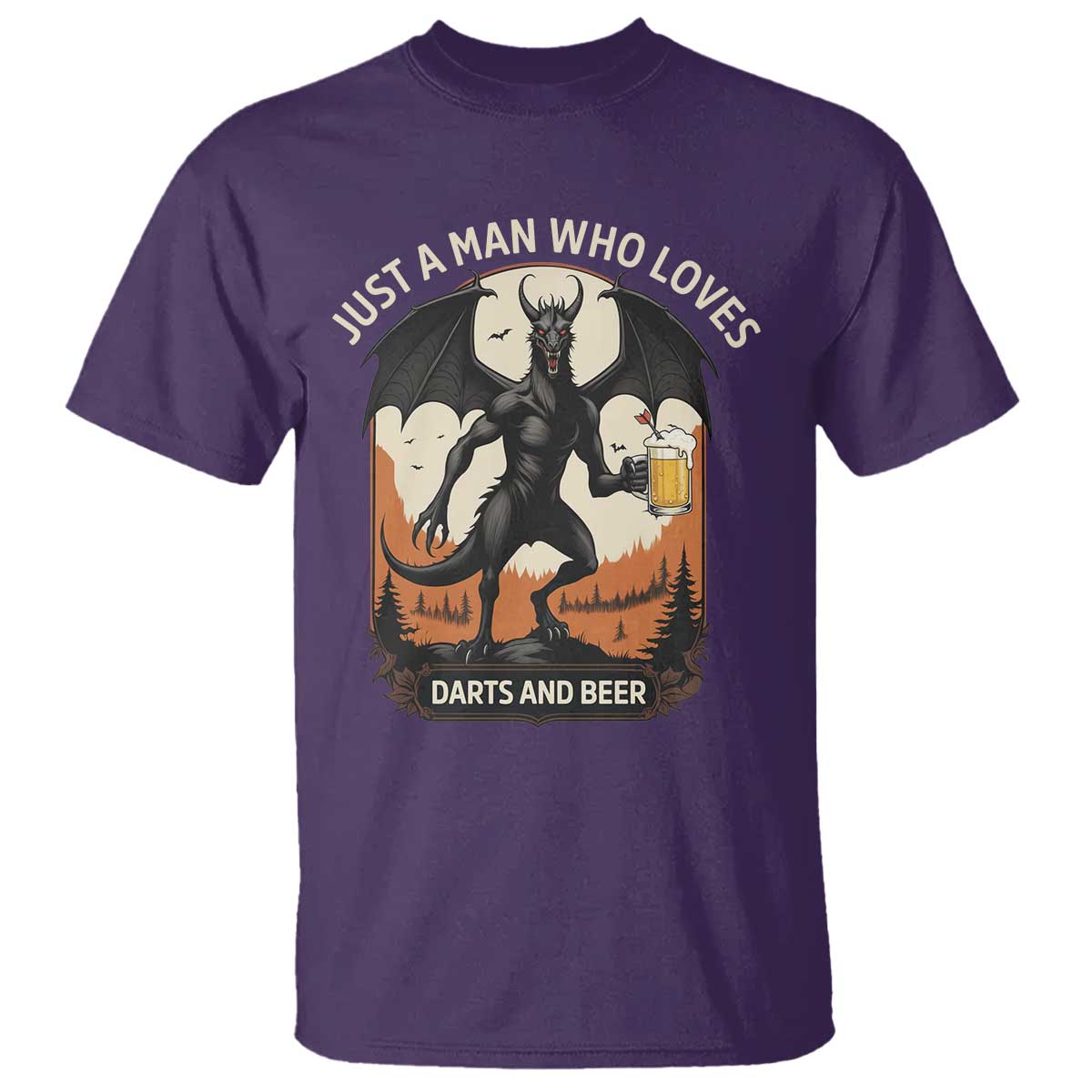 Funny Jersey Devil Loves Darts And Beer T Shirt Cryptid Lover Gift TS12 Purple Print Your Wear