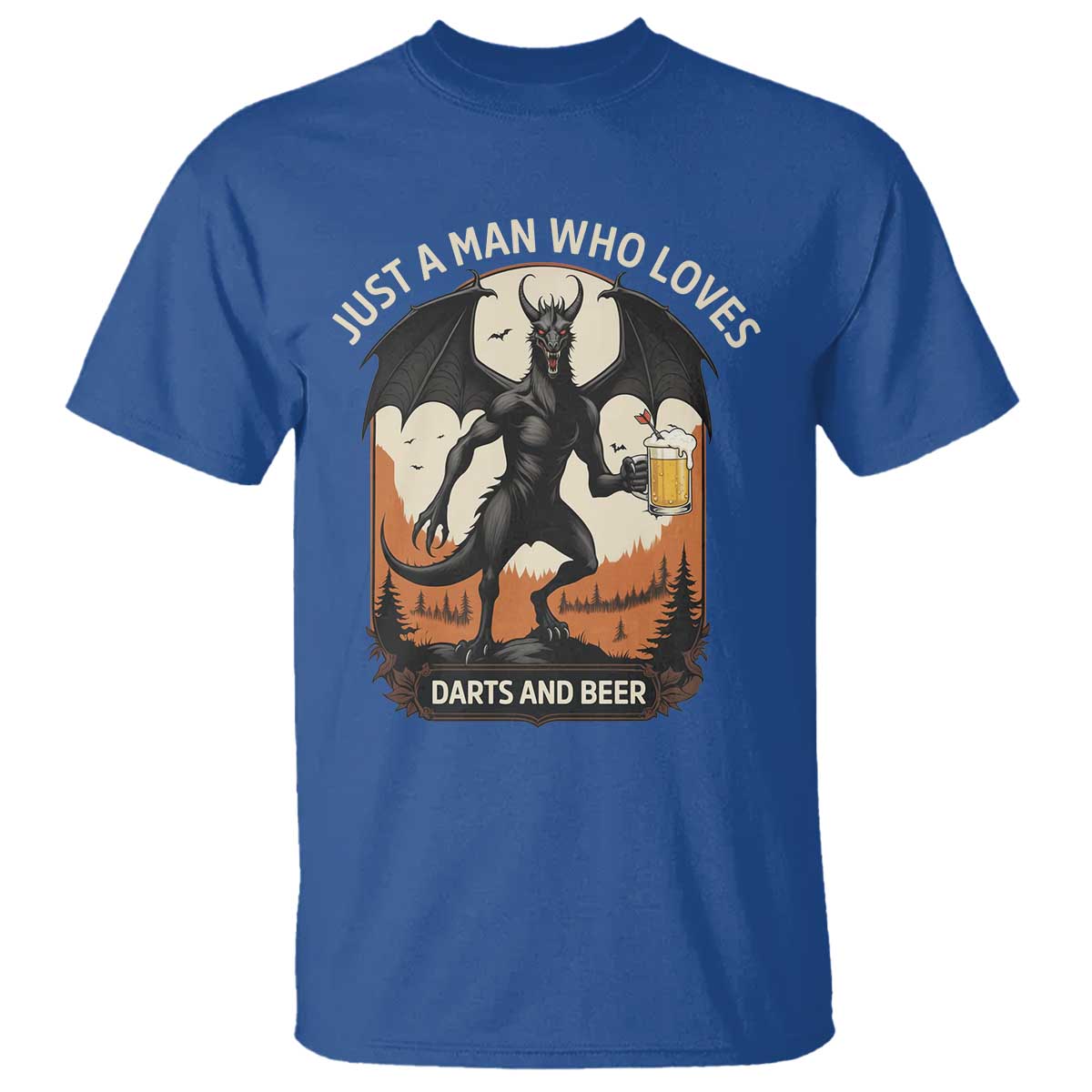 Funny Jersey Devil Loves Darts And Beer T Shirt Cryptid Lover Gift TS12 Royal Blue Print Your Wear