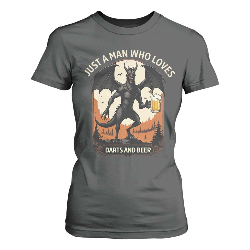 Funny Jersey Devil Loves Darts And Beer T Shirt For Women Cryptid Lover Gift TS12 Dark Heather Print Your Wear