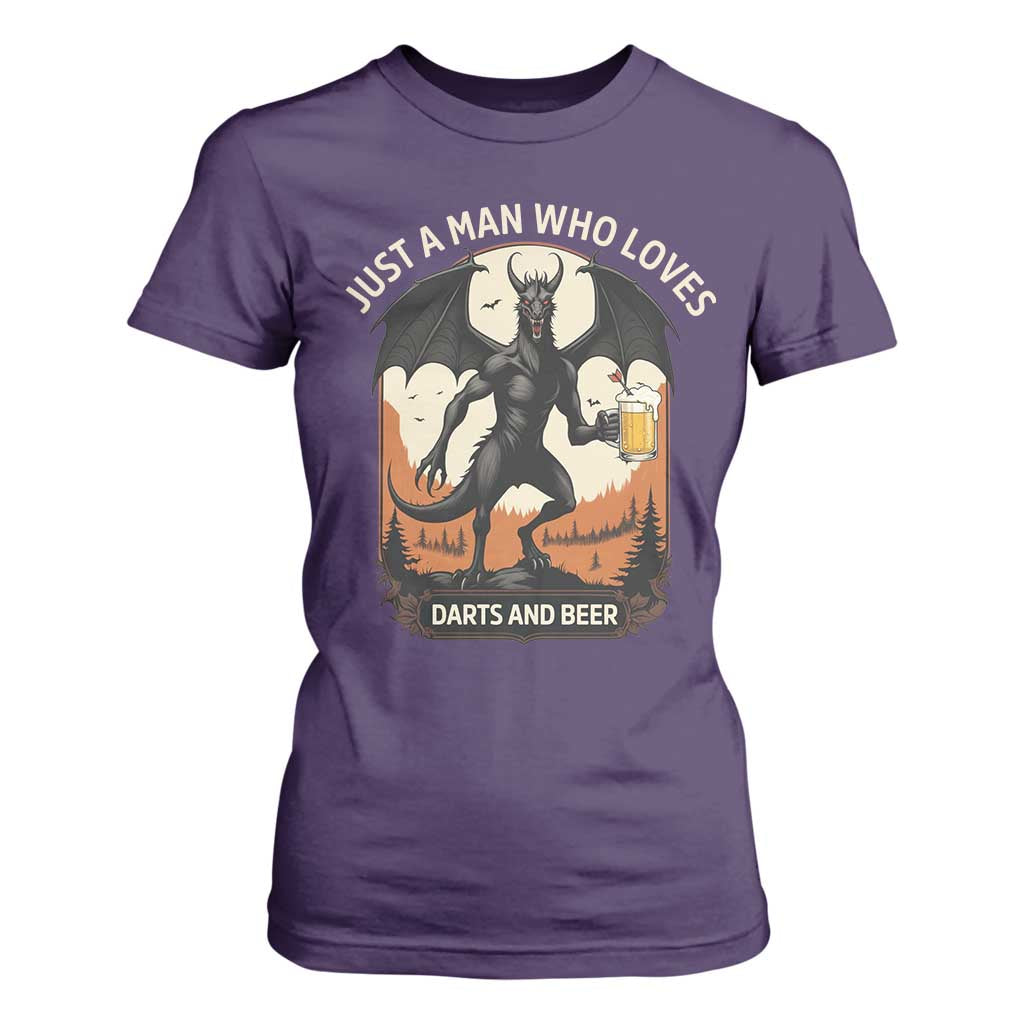 Funny Jersey Devil Loves Darts And Beer T Shirt For Women Cryptid Lover Gift TS12 Purple Print Your Wear