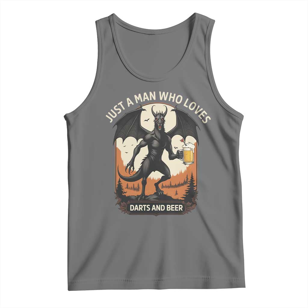 Funny Jersey Devil Loves Darts And Beer Tank Top Cryptid Lover Gift TS12 Black Heather Print Your Wear
