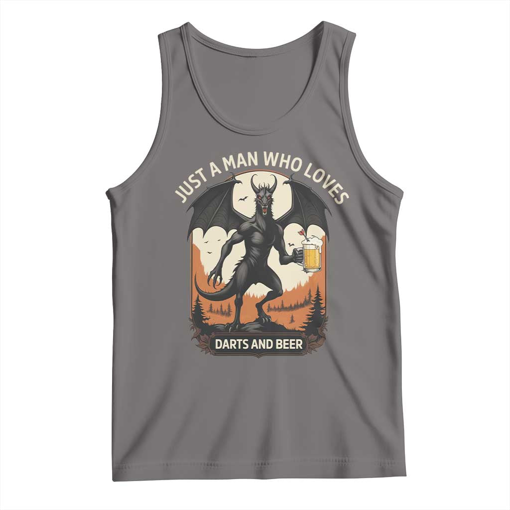 Funny Jersey Devil Loves Darts And Beer Tank Top Cryptid Lover Gift TS12 Deep Heather Print Your Wear
