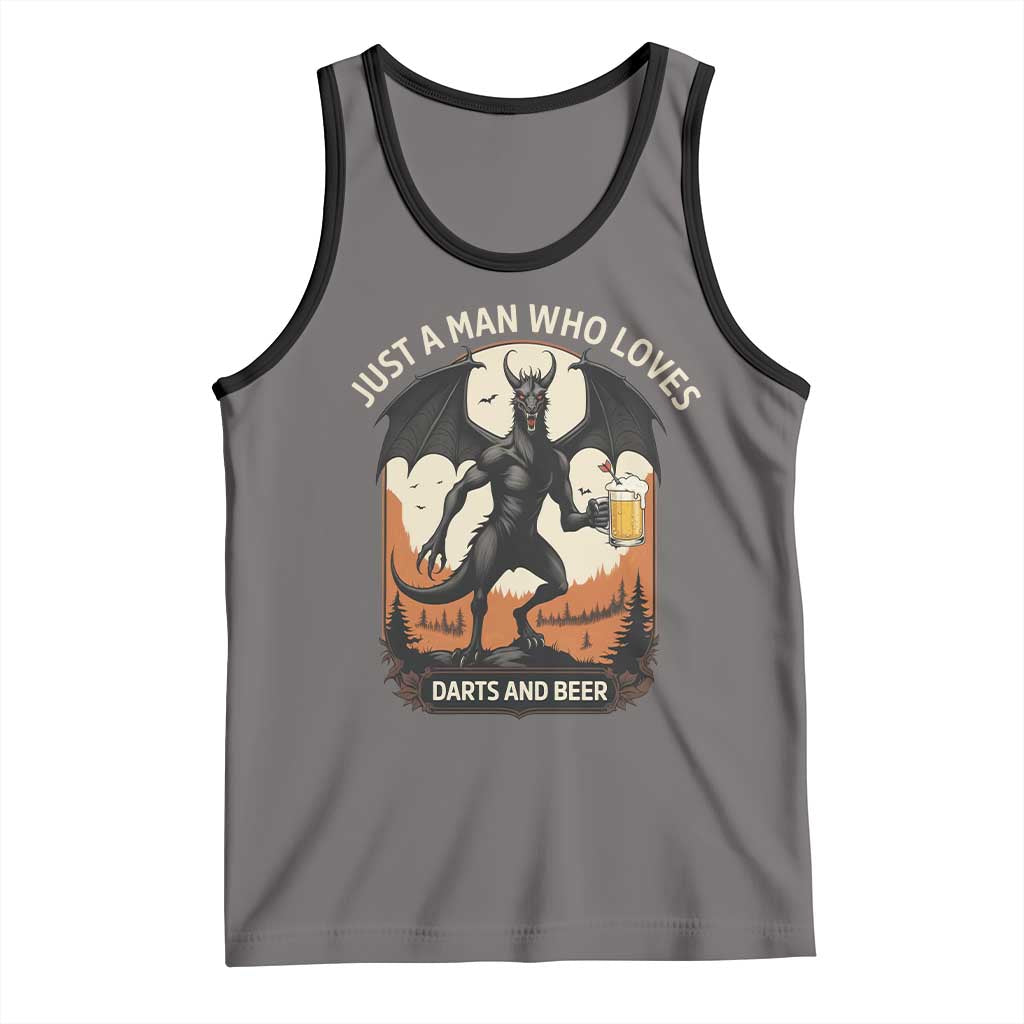 Funny Jersey Devil Loves Darts And Beer Tank Top Cryptid Lover Gift TS12 Deep Heather Black Print Your Wear