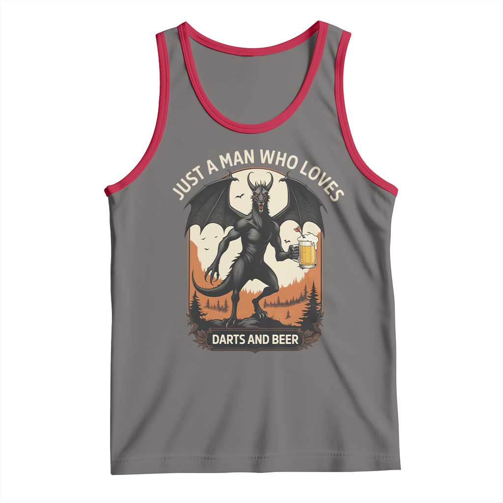 Funny Jersey Devil Loves Darts And Beer Tank Top Cryptid Lover Gift TS12 Deep Heather Red Print Your Wear