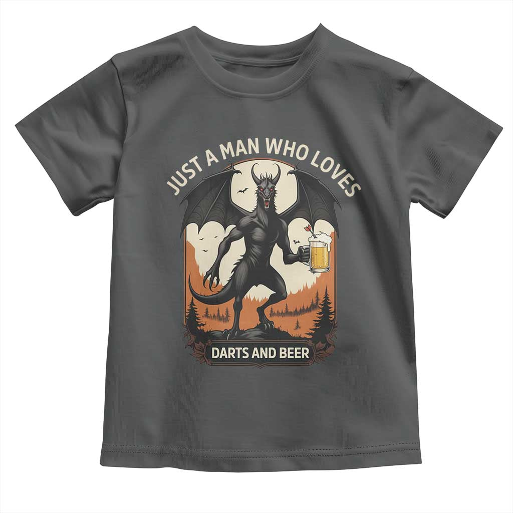 Funny Jersey Devil Loves Darts And Beer Toddler T Shirt Cryptid Lover Gift TS12 Dark Heather Print Your Wear