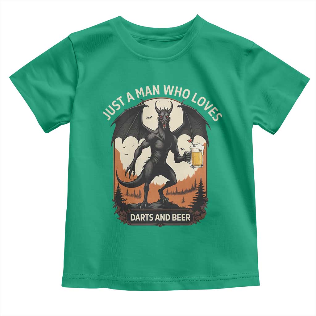 Funny Jersey Devil Loves Darts And Beer Toddler T Shirt Cryptid Lover Gift TS12 Irish Green Print Your Wear