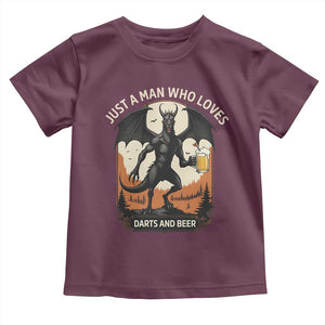 Funny Jersey Devil Loves Darts And Beer Toddler T Shirt Cryptid Lover Gift TS12 Maroon Print Your Wear