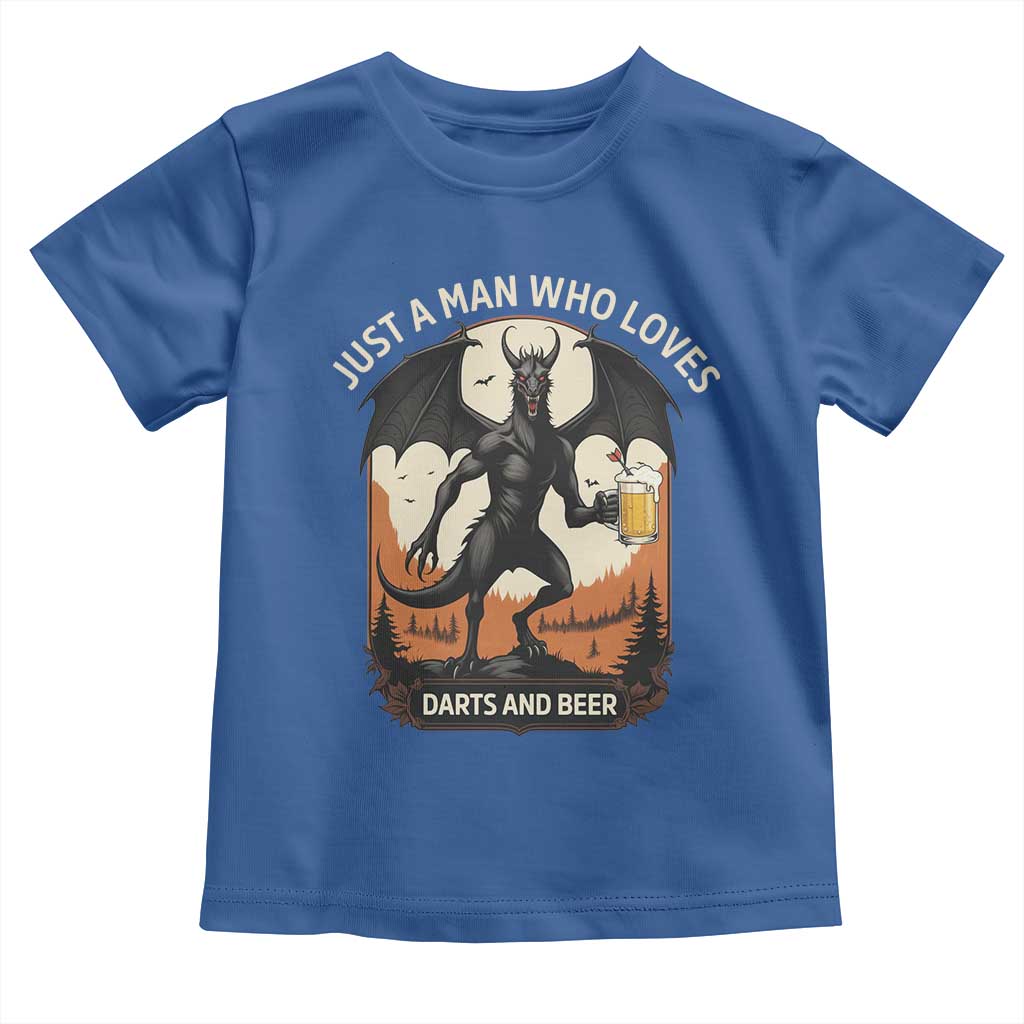 Funny Jersey Devil Loves Darts And Beer Toddler T Shirt Cryptid Lover Gift TS12 Royal Blue Print Your Wear
