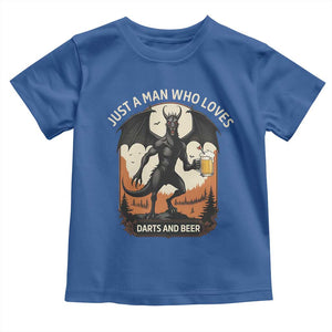 Funny Jersey Devil Loves Darts And Beer Toddler T Shirt Cryptid Lover Gift TS12 Royal Blue Print Your Wear