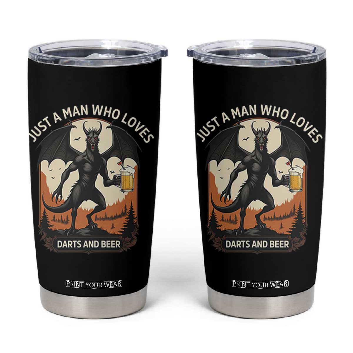 Funny Jersey Devil Loves Darts And Beer Tumbler Cup Cryptid Lover Gift TS12 Black Print Your Wear