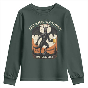 Funny Jersey Devil Loves Darts And Beer Youth Sweatshirt Cryptid Lover Gift TS12 Dark Forest Green Print Your Wear