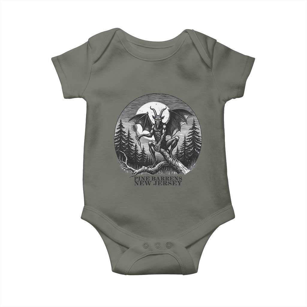 Jersey Devil Playing Dart Baby Onesie Gothic Horror Gift Pine Barrens New Jersey TS12 Military Green Print Your Wear