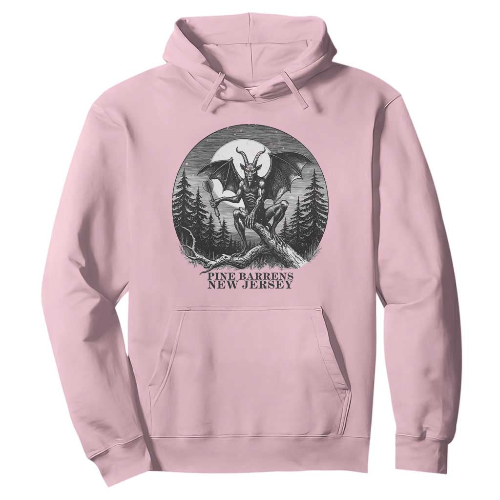 Jersey Devil Playing Dart Hoodie Gothic Horror Gift Pine Barrens New Jersey TS12 Light Pink Print Your Wear