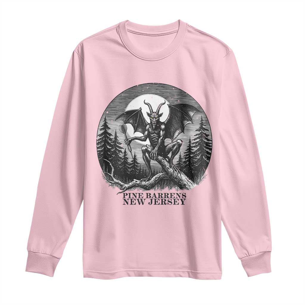 Jersey Devil Playing Dart Long Sleeve Shirt Gothic Horror Gift Pine Barrens New Jersey TS12 Light Pink Print Your Wear