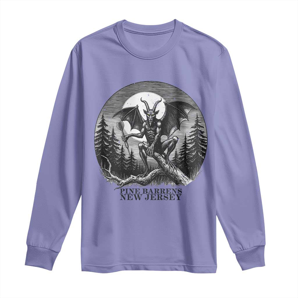 Jersey Devil Playing Dart Long Sleeve Shirt Gothic Horror Gift Pine Barrens New Jersey TS12 Violet Print Your Wear
