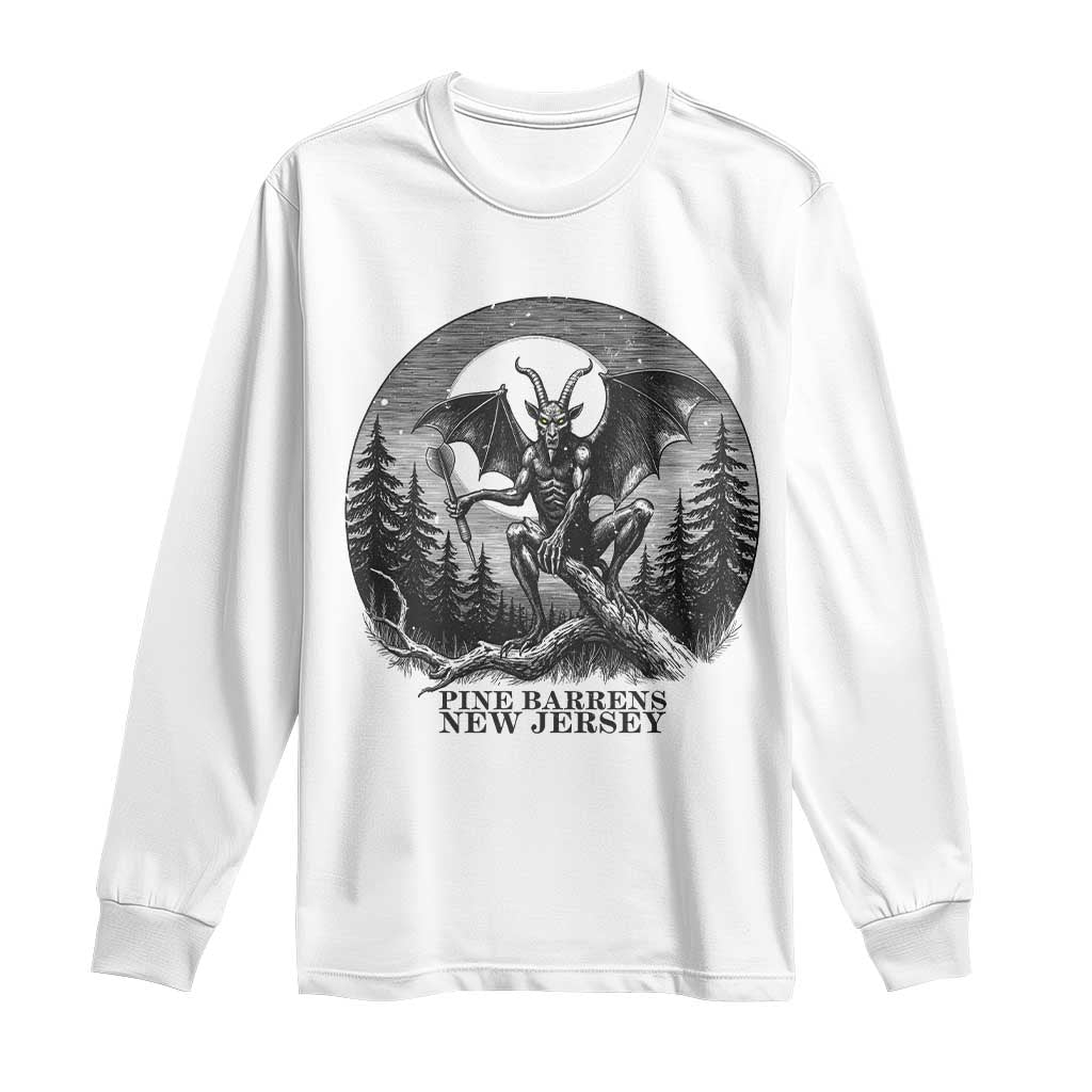 Jersey Devil Playing Dart Long Sleeve Shirt Gothic Horror Gift Pine Barrens New Jersey TS12 White Print Your Wear