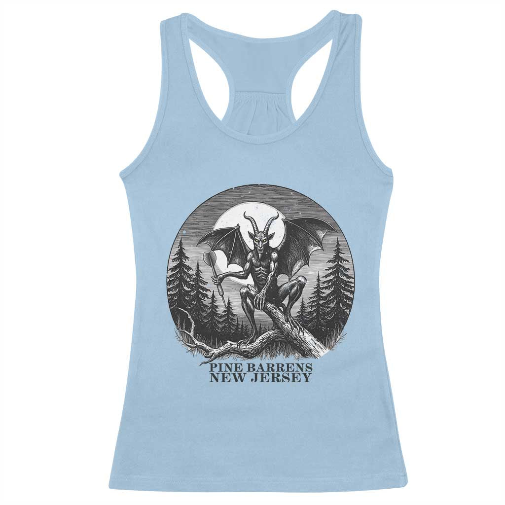 Jersey Devil Playing Dart Racerback Tank Top Gothic Horror Gift Pine Barrens New Jersey TS12 Light Blue Print Your Wear