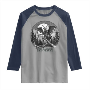 Jersey Devil Playing Dart Raglan Shirt Gothic Horror Gift Pine Barrens New Jersey TS12 Sport Gray Navy Print Your Wear