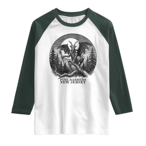 Jersey Devil Playing Dart Raglan Shirt Gothic Horror Gift Pine Barrens New Jersey TS12 White Dark Forest Green Print Your Wear