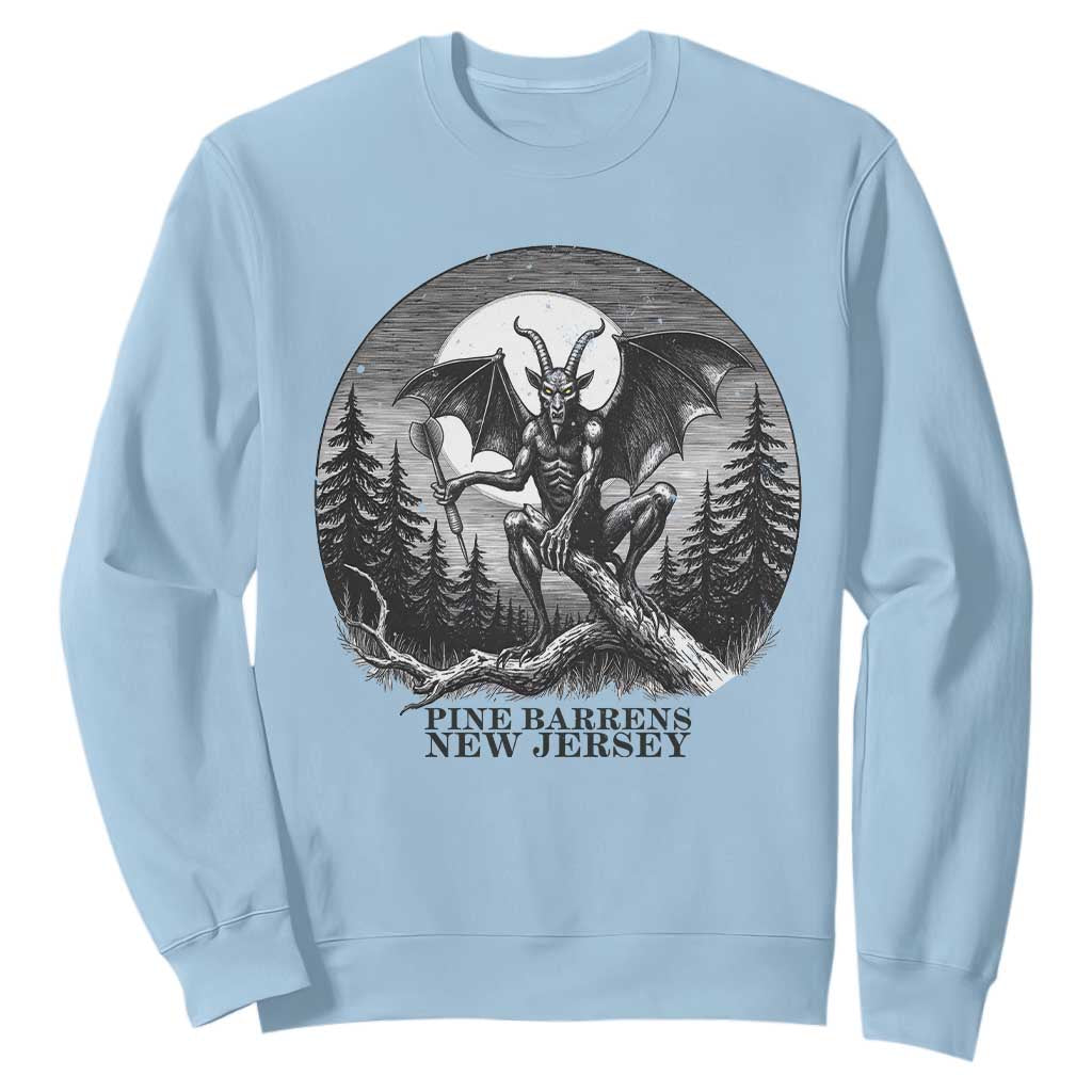 Jersey Devil Playing Dart Sweatshirt Gothic Horror Gift Pine Barrens New Jersey TS12 Light Blue Print Your Wear