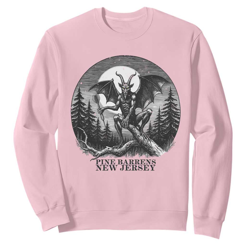 Jersey Devil Playing Dart Sweatshirt Gothic Horror Gift Pine Barrens New Jersey TS12 Light Pink Print Your Wear