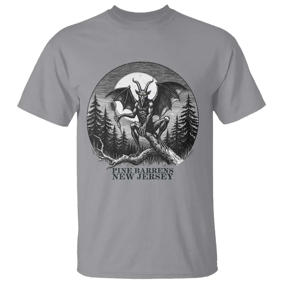 Jersey Devil Playing Dart T Shirt Gothic Horror Gift Pine Barrens New Jersey TS12 Sport Gray Print Your Wear