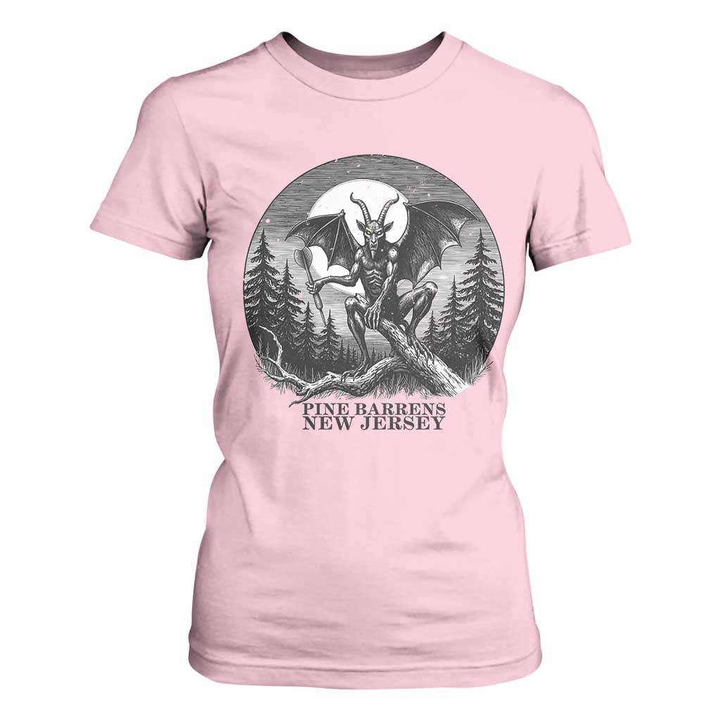 Jersey Devil Playing Dart T Shirt For Women Gothic Horror Gift Pine Barrens New Jersey TS12 Light Pink Print Your Wear