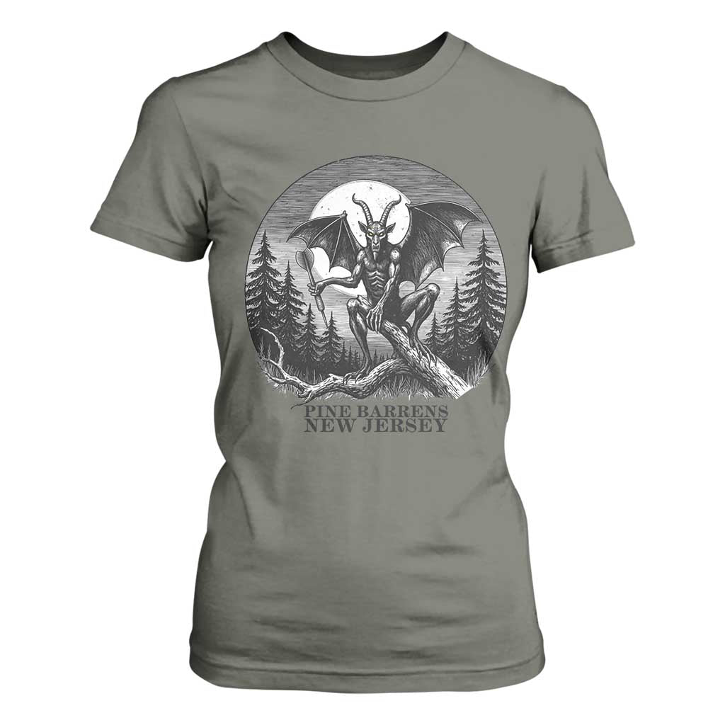 Jersey Devil Playing Dart T Shirt For Women Gothic Horror Gift Pine Barrens New Jersey TS12 Military Green Print Your Wear