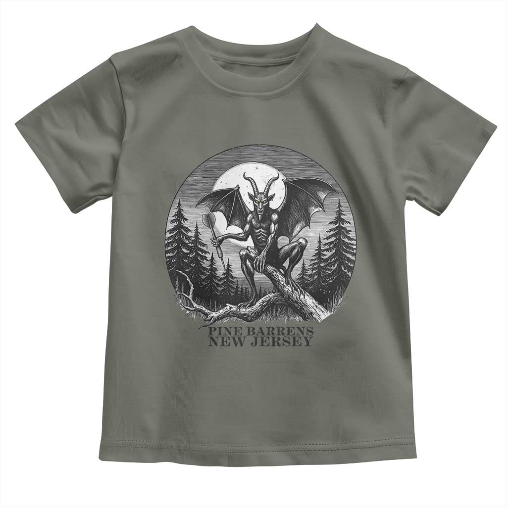 Jersey Devil Playing Dart Toddler T Shirt Gothic Horror Gift Pine Barrens New Jersey TS12 Military Green Print Your Wear
