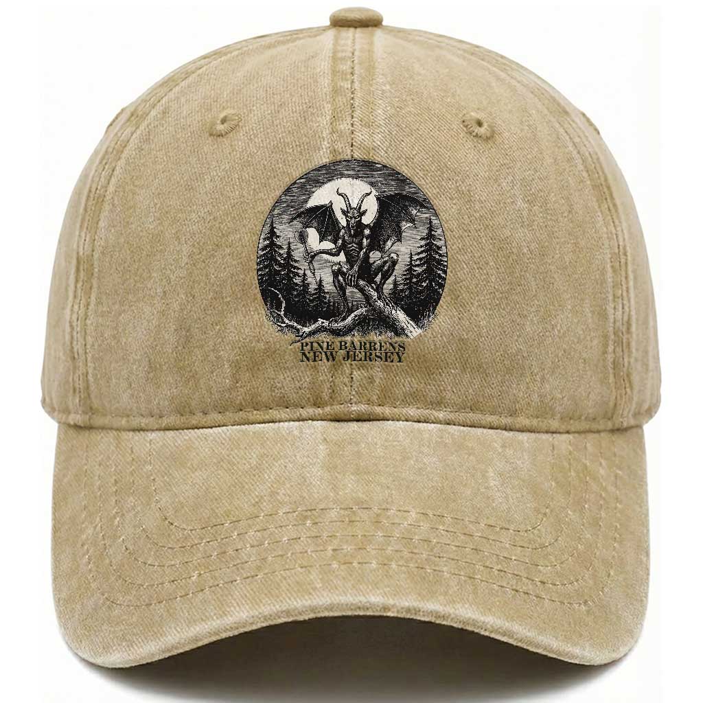 Jersey Devil Playing Dart Washed Cotton Baseball Cap Gothic Horror Gift Pine Barrens New Jersey TS12 Print Your Wear