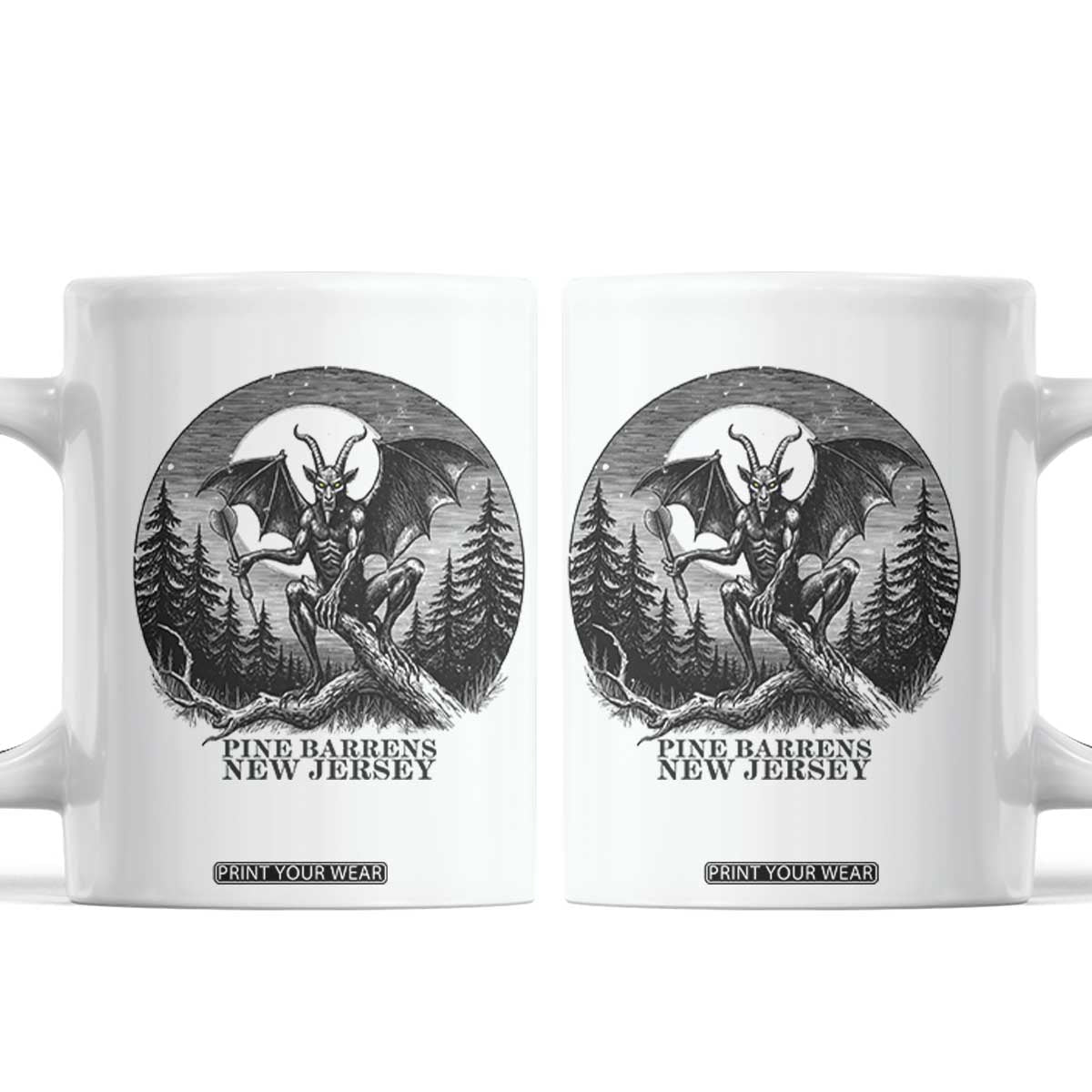 Jersey Devil Playing Dart Coffee Mug Gothic Horror Gift Pine Barrens New Jersey TS12 White Print Your Wear