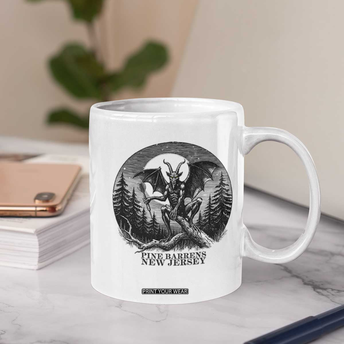 Jersey Devil Playing Dart Coffee Mug Gothic Horror Gift Pine Barrens New Jersey TS12 Print Your Wear
