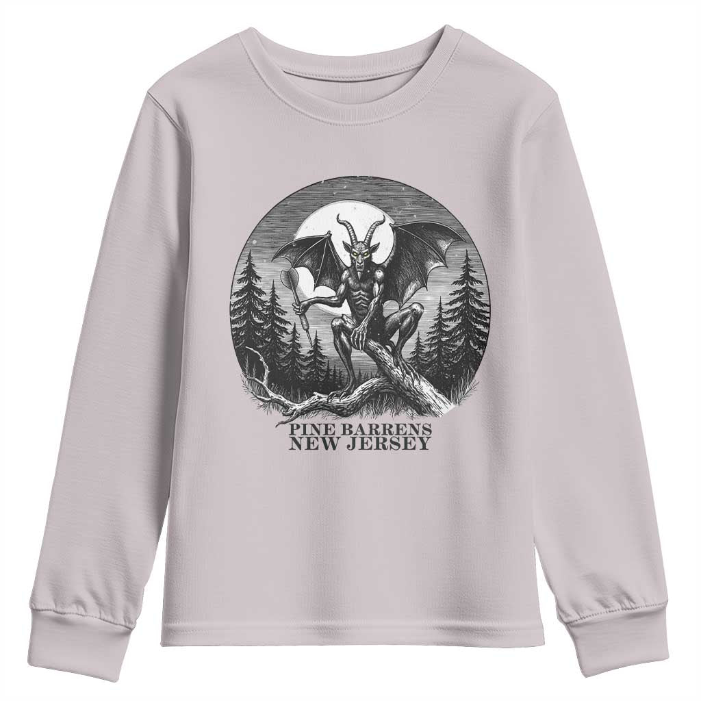 Jersey Devil Playing Dart Youth Sweatshirt Gothic Horror Gift Pine Barrens New Jersey TS12 Ice Gray Print Your Wear