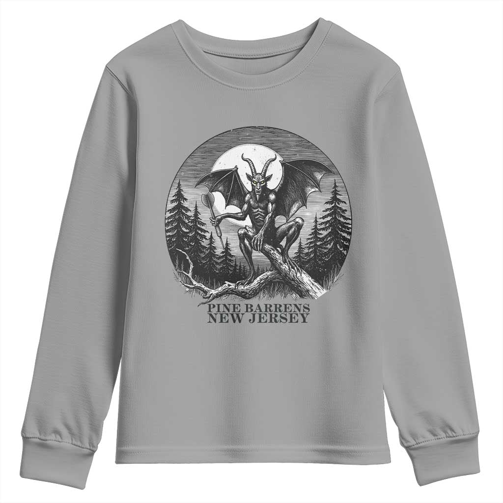 Jersey Devil Playing Dart Youth Sweatshirt Gothic Horror Gift Pine Barrens New Jersey TS12 Sport Gray Print Your Wear