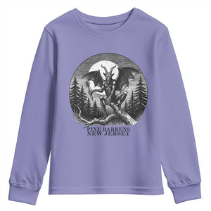Jersey Devil Playing Dart Youth Sweatshirt Gothic Horror Gift Pine Barrens New Jersey TS12 Violet Print Your Wear