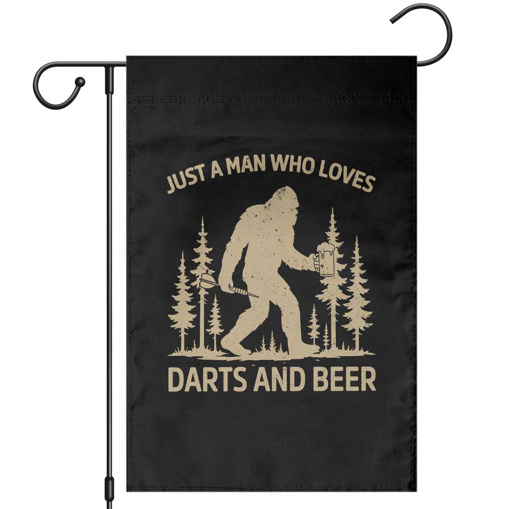 Funny Bigfoot Just A Man Who Loves Darts And Beer Gift Garden Flag TS12 Black Print Your Wear