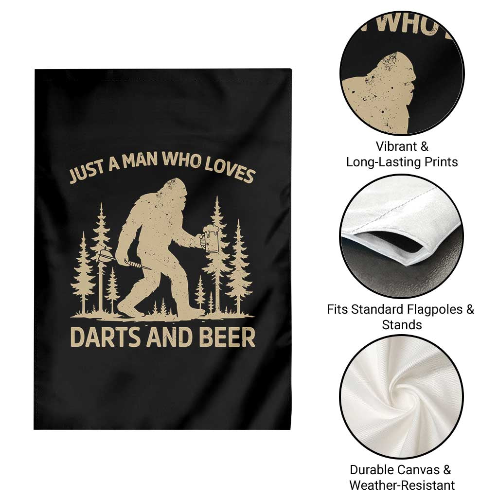 Funny Bigfoot Just A Man Who Loves Darts And Beer Gift Garden Flag TS12 Print Your Wear