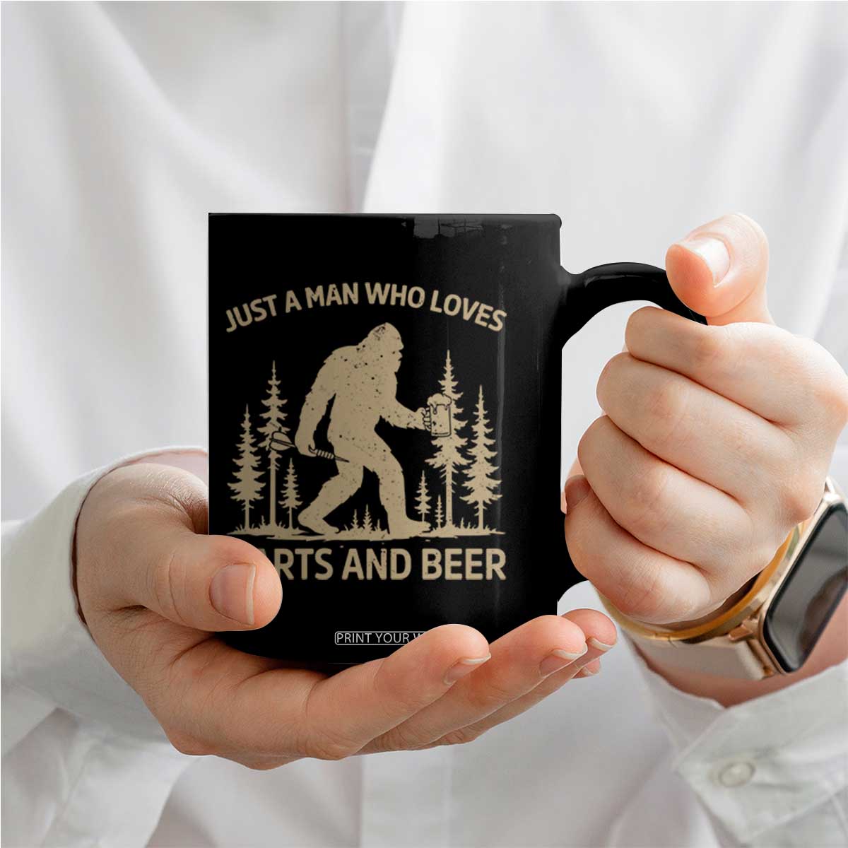 Funny Bigfoot Just A Man Who Loves Darts And Beer Gift Coffee Mug TS12 Print Your Wear
