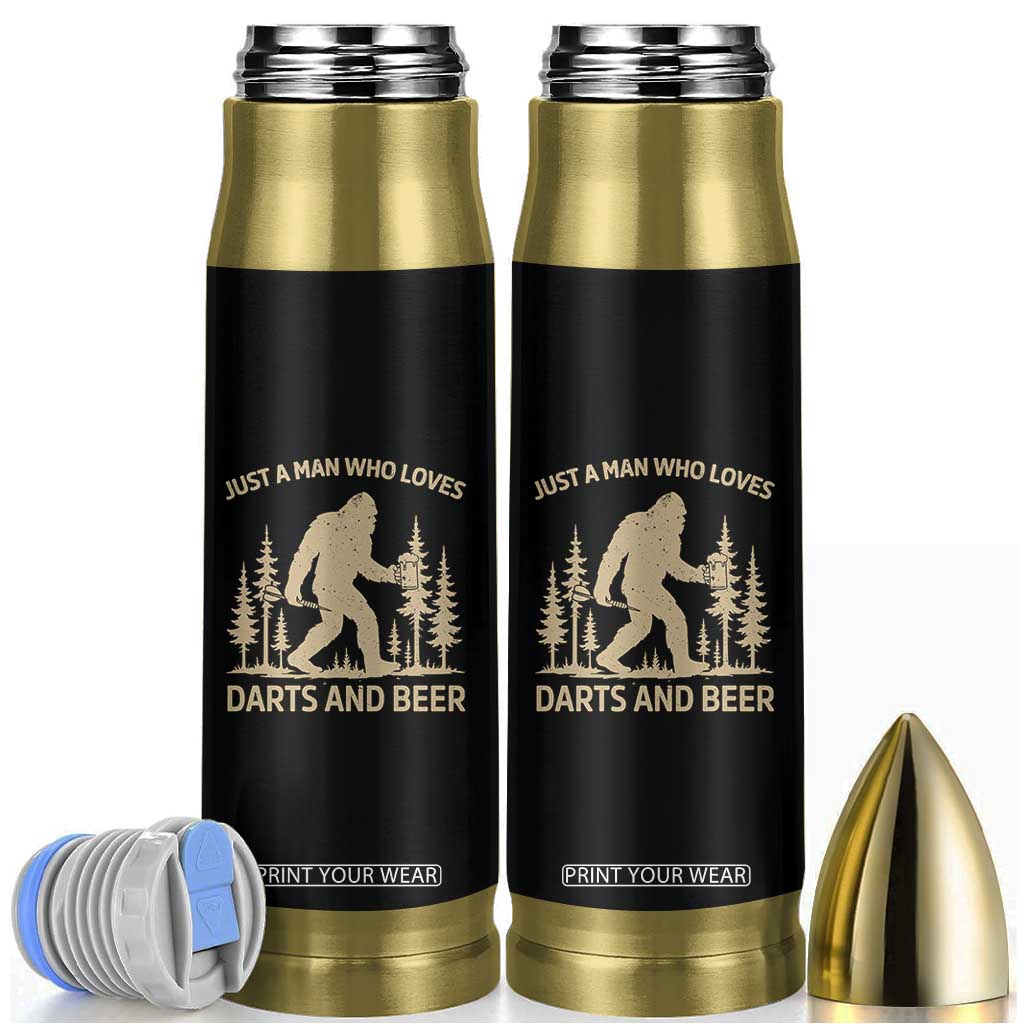 Funny Bigfoot Just A Man Who Loves Darts And Beer Gift Bullet Tumbler TS12 Black Print Your Wear