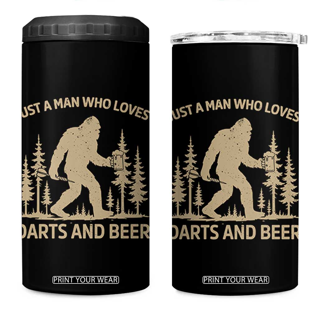 Funny Bigfoot Just A Man Who Loves Darts And Beer Gift 4 in 1 Can Cooler Tumbler TS12 One Size: 16 oz Black Print Your Wear