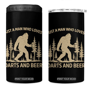 Funny Bigfoot Just A Man Who Loves Darts And Beer Gift 4 in 1 Can Cooler Tumbler TS12 One Size: 16 oz Black Print Your Wear