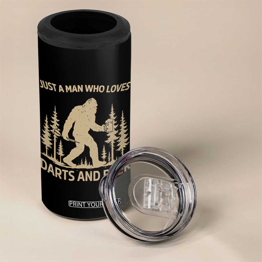 Funny Bigfoot Just A Man Who Loves Darts And Beer Gift 4 in 1 Can Cooler Tumbler TS12 Print Your Wear