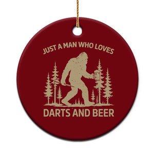 Funny Bigfoot Just A Man Who Loves Darts And Beer Gift Ceramic Ornament TS12 1pc Red Print Your Wear
