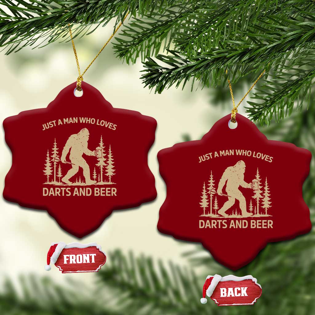 Funny Bigfoot Just A Man Who Loves Darts And Beer Gift Ceramic Ornament TS12 Print Your Wear
